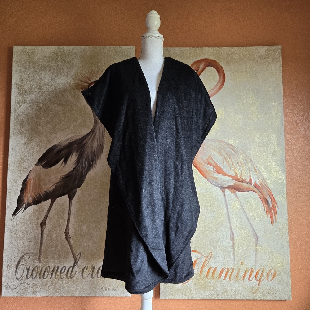 NWT Whitespace Vest Coat Long Sleeveless Black Cozy 1X Wool